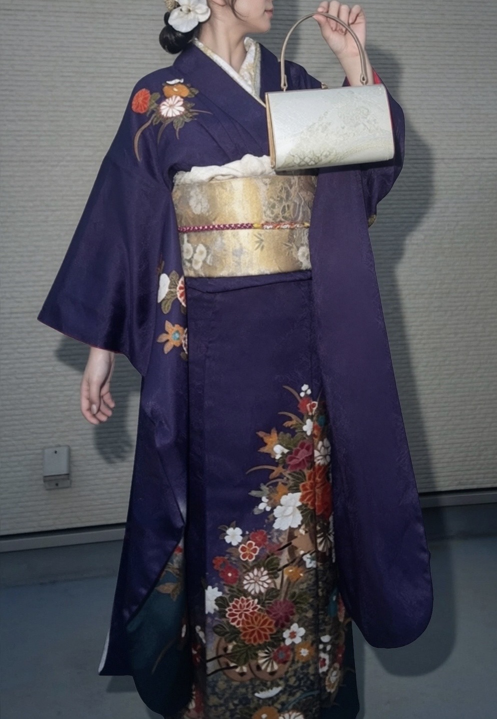 上品紫 花車の着こなし